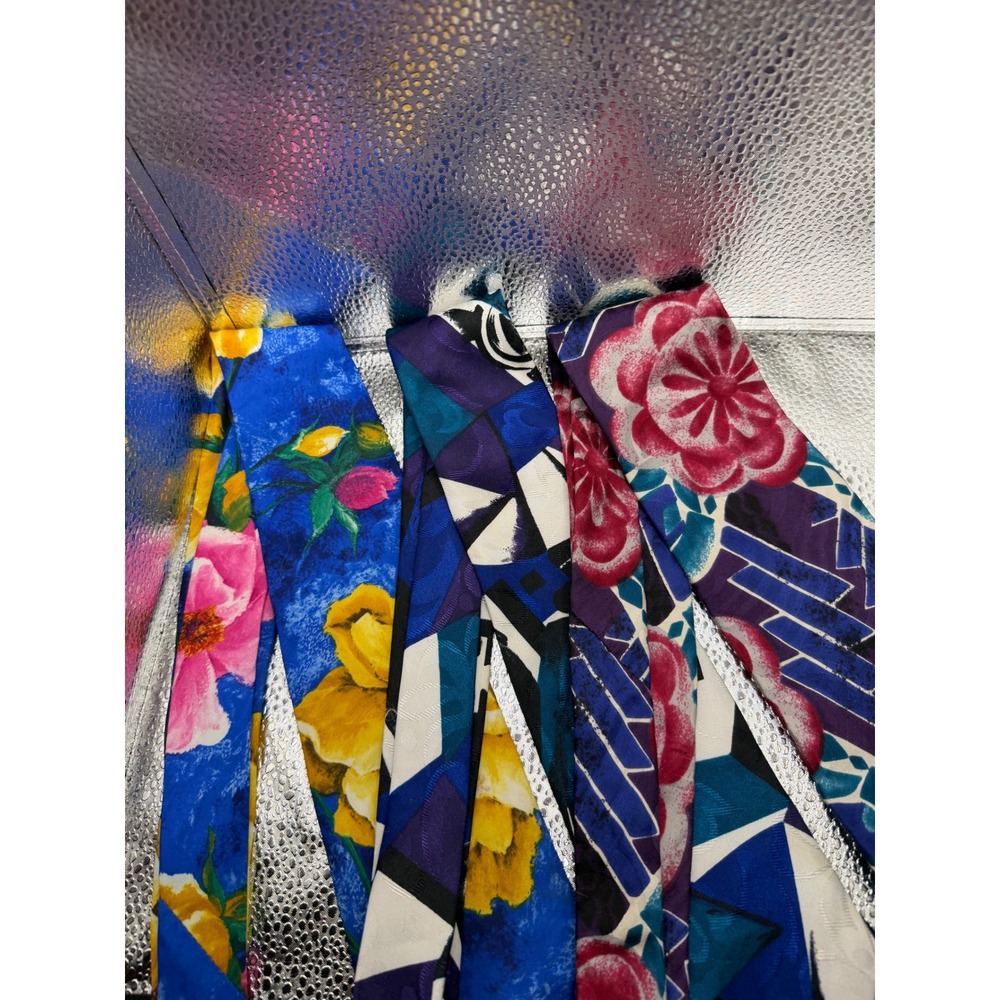 Vintage 90s Silk Tie Lot Excello Stanley Blacker Floral Geometric Blue Purple